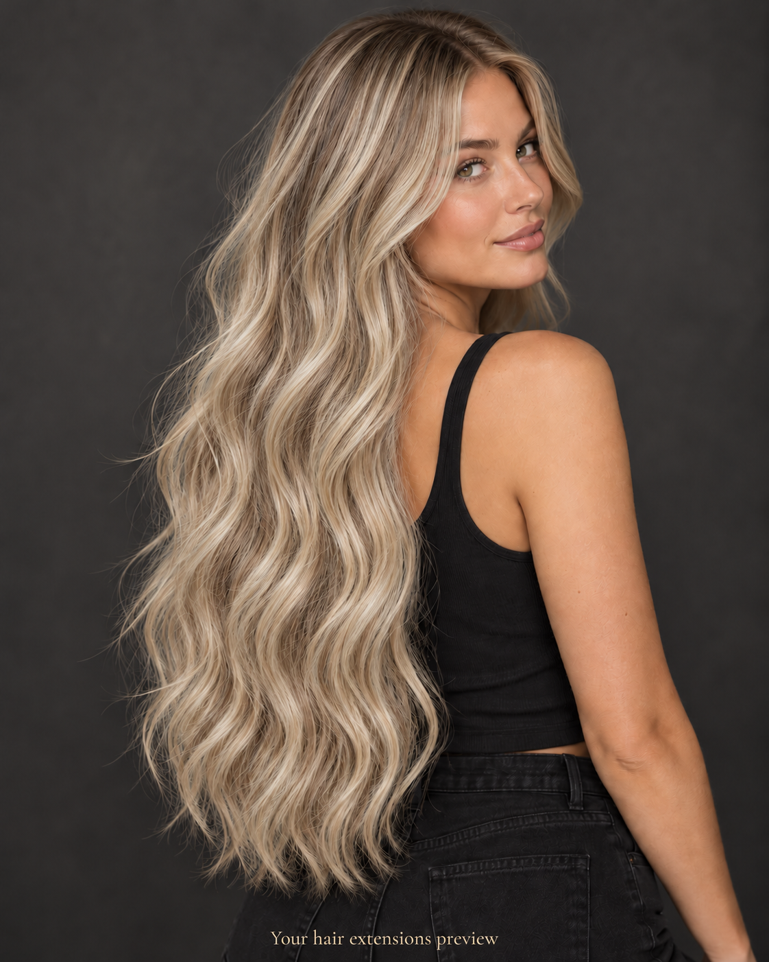 2T/8N# - Dark Rooted Beige Blonde - Weft - Wavy - 70 cm · 100 g styling preview