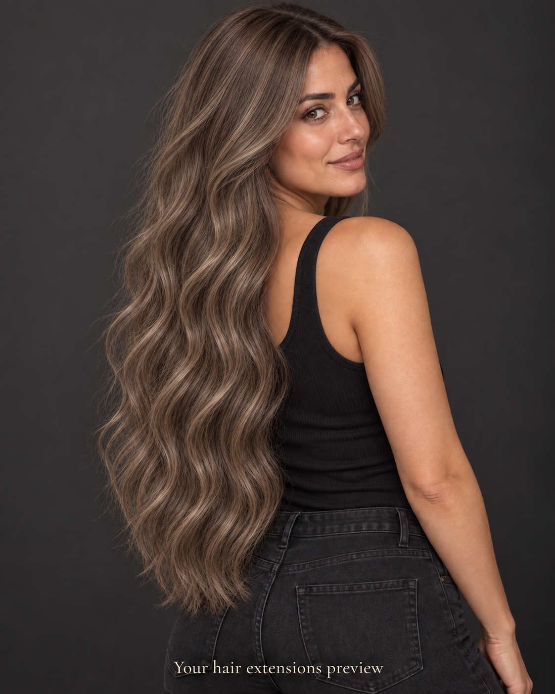 2E# - Dark Chocolate Brown - I-Tip - Wavy - 70 cm · 100 g styling preview