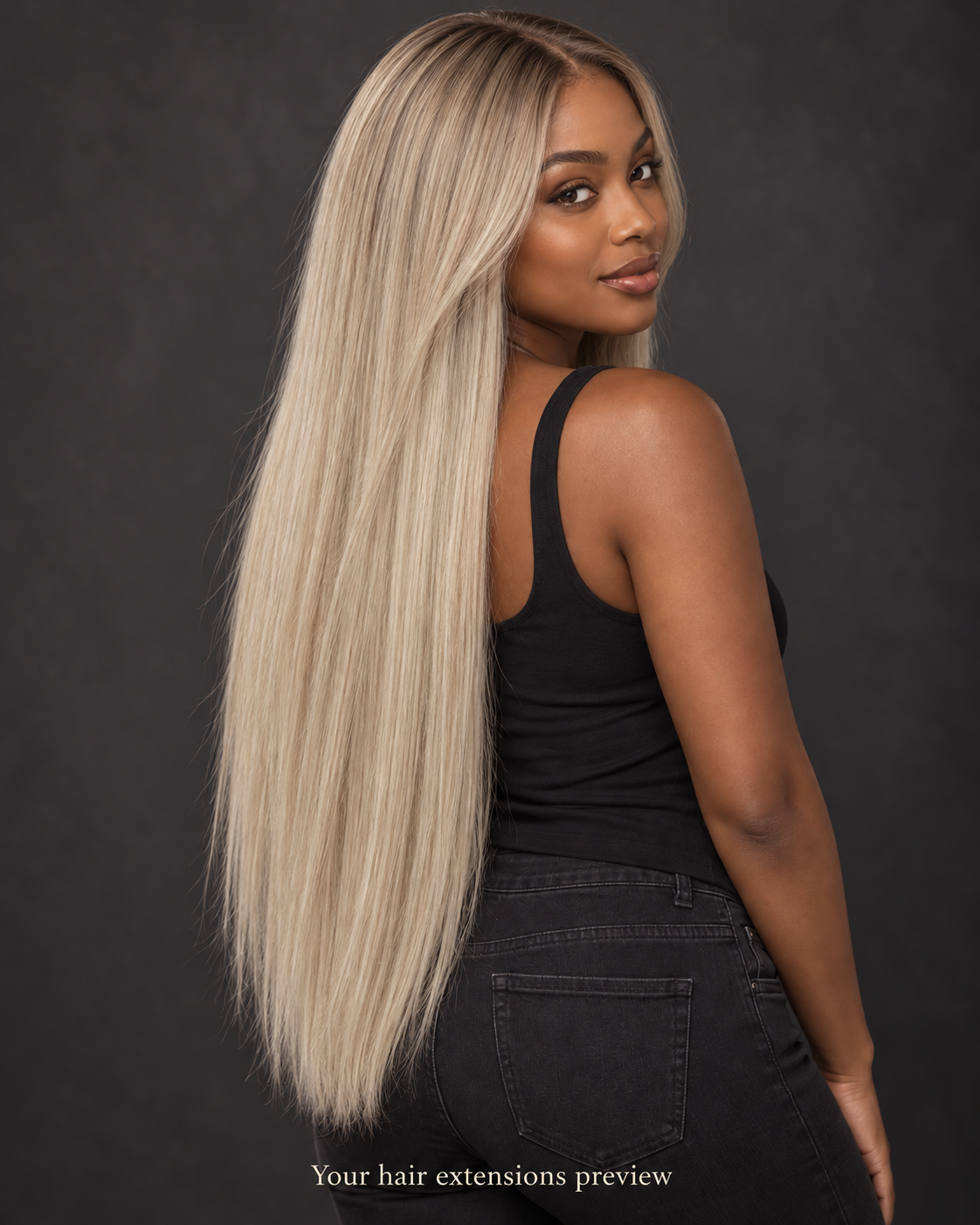 1B/ICE# - Dark Rooted Platinum - Weft - Straight - 77 cm · 100 g styling preview