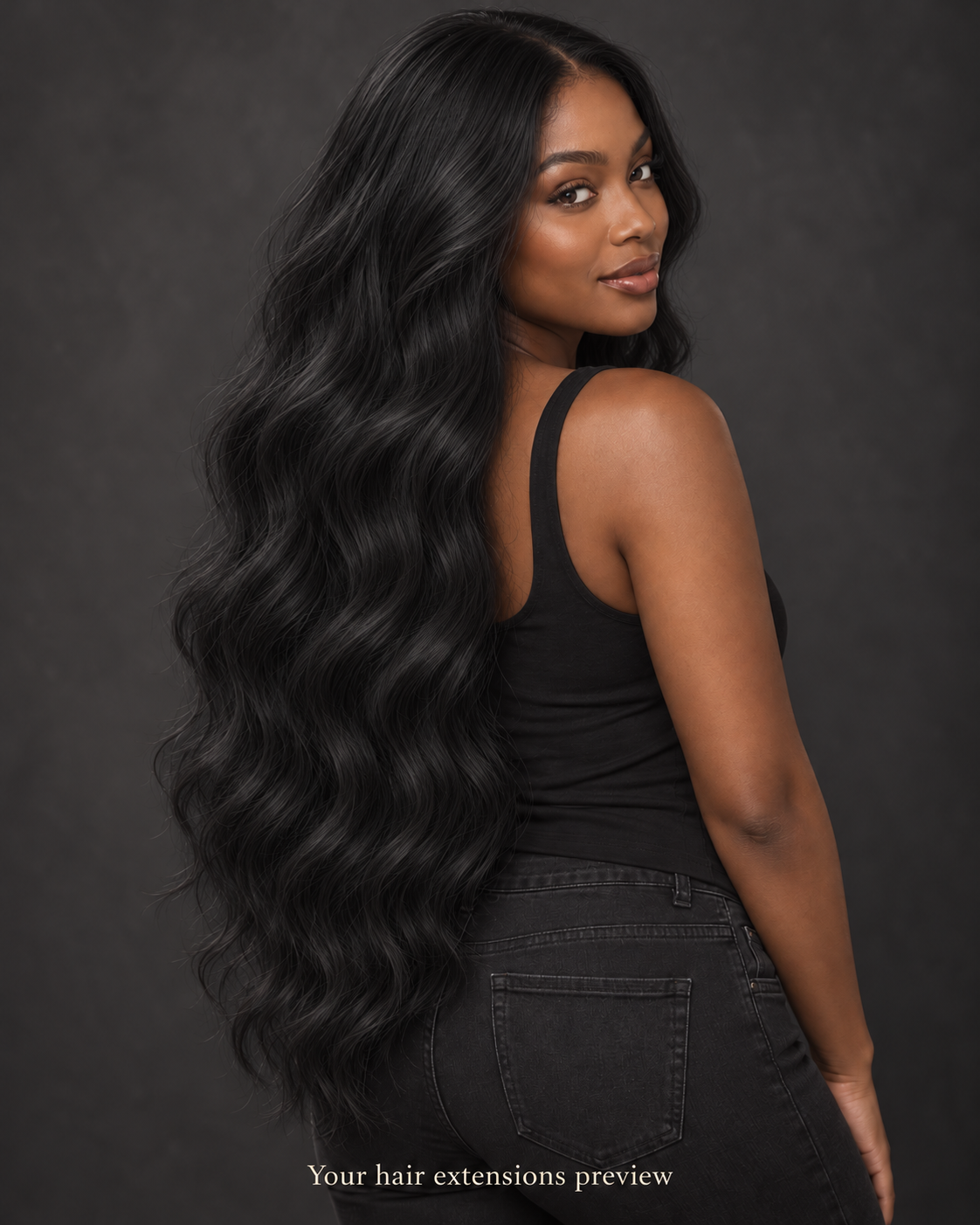 1# - Jet Black - Weft - Wavy - 70 cm · 100 g styling preview